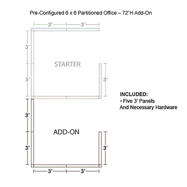 Interion By Global Industrial 72 in D X 72 in H, 72 in W X Fabric Panels / Wood Frame / Steel Connectors, Blue 236650BL - main